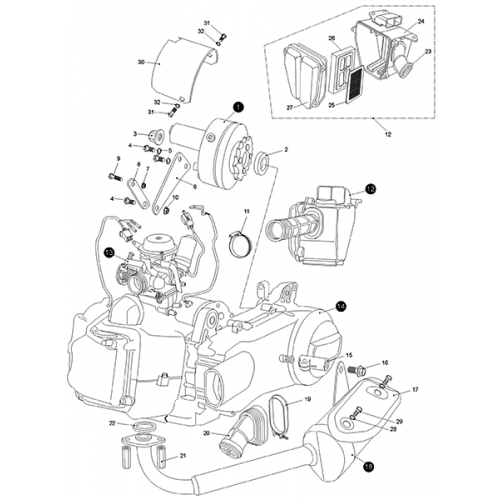 Engine | Muffler | Air Cleaner (Kasea LM150IIR 2000)