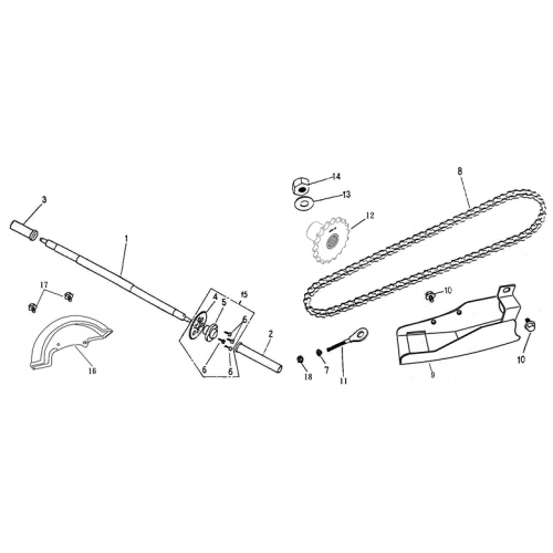 Rear Wheel Axle, Chain (Adly ATV 90II 4T (CVT))