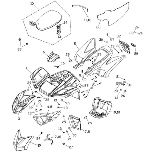 Body Cover, Seat (Adly ATV 150S II CrossXRoad)