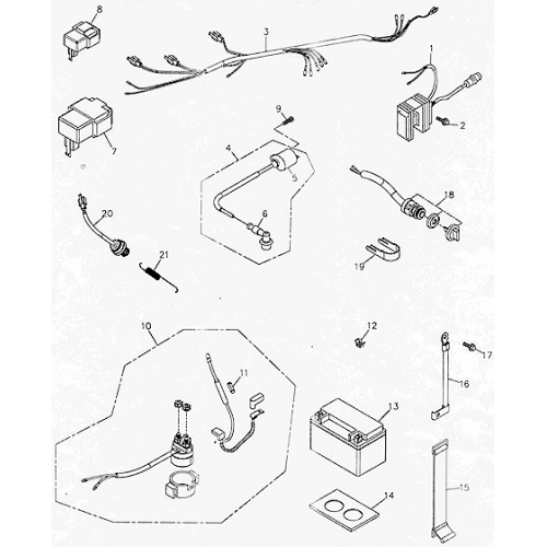 Battery & Main Wire Harness (Adly ATV 300U)