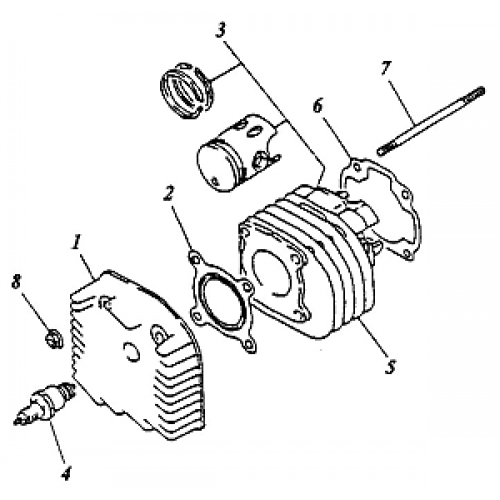 Cylinder, Cylinder Head (Adly ATV 90cc 2T)