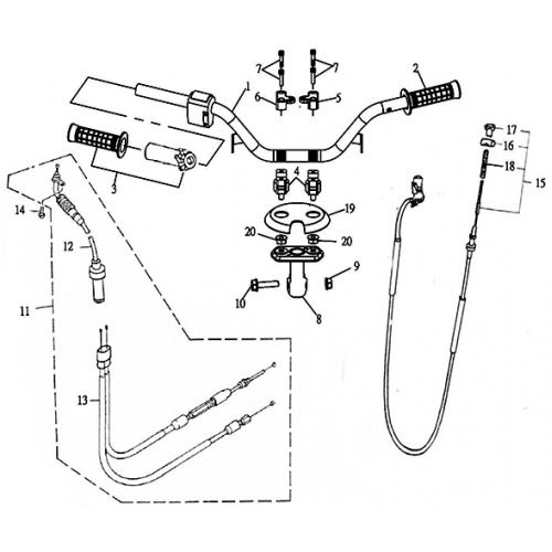 Handle Bar | Cables (Adly BullsEye 50) Handle Bar | Cables (Adly BullsEye 50)