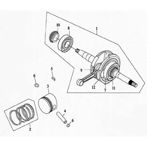 Crankshaft | Piston (Lambretta UNO150) Crankshaft | Piston (Lambretta UNO150)
