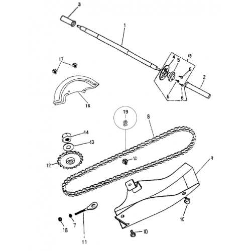 Rear Wheel Axle | Chain (Bombardier Mini DS 50 2T) Rear Wheel Axle | Chain (Bombardier Mini DS 50 2T)