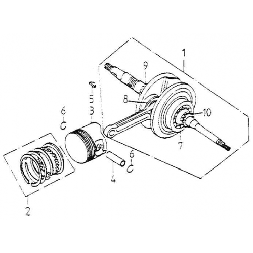 Crank shaft, Piston (Adly GK-125 (BK-125) 2005)